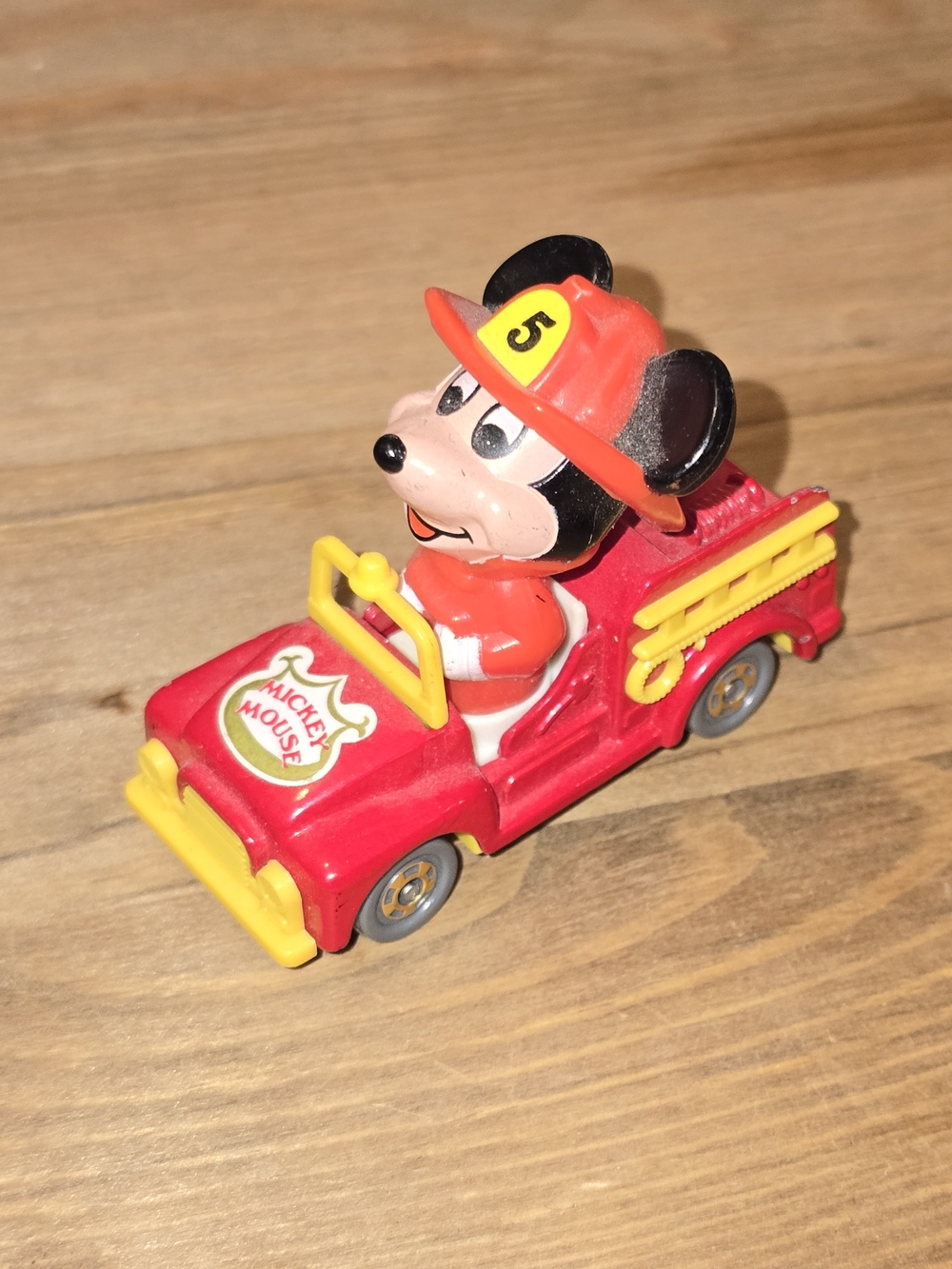 Vintage TOMY Disney Mickey Mouse Fire Truck PD-2 Die Cast 1970s